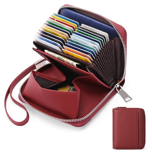 Blocking Leather Wallet Damen, Geldbeutel Damen aus echtem Leder, Kartenetui Damen mit, Portmonee Damen mit Reißverschluss, Kompakte Blockierte Lederbörse für Karten Blocking Leather Wallet Damen, Geldbeutel Damen aus echtem Leder, Kartenetui Damen mit, Portmonee Damen mit Reißverschluss, Kompakte Blockierte Lederbörse für Karten von Generisch