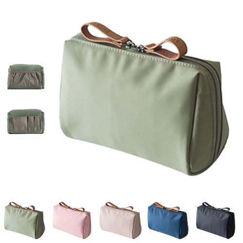 Small Makeup Bag with Compartments, Lipstick Makeup Bag Mini, Portable Simple Waterproof Hand Travel Makeup Pouch for Women (Green) von Generisch