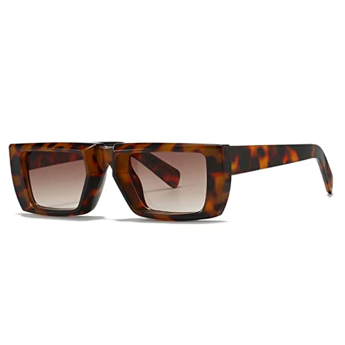 Small Rectangle Sunglasses Women Retro Jelly Color Gradient Shades UV400 Men Punk Sun Glasses(Leopard Tea Gradient) von Generisch