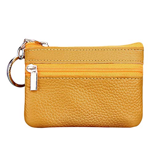 Small Small Pouch Key Damentasche Reißverschluss Ring aus Brieftasche mit Geldbörse Geldbörsen Damen (Yellow, One Size) von Generisch