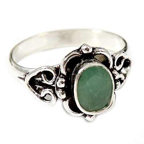 Smaragd facettiert Edelstein 925 Sterling Silber Band Ring Goyal Juwelen Silber Ring Solide Alle Größen Männer Frauen Ring Geschenkartikel Statement Handgemachter Schmuck GESR186N (57 (18.1)) von Generisch