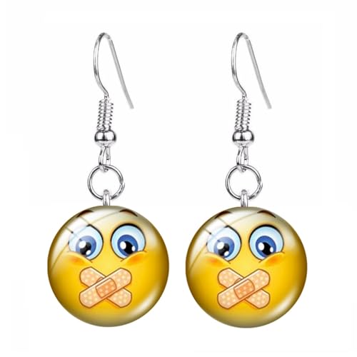 Smiley-Ohrhänger mit Emoji-Motiv, 1.2cm x 1.2cm, Edelstahl von Generisch