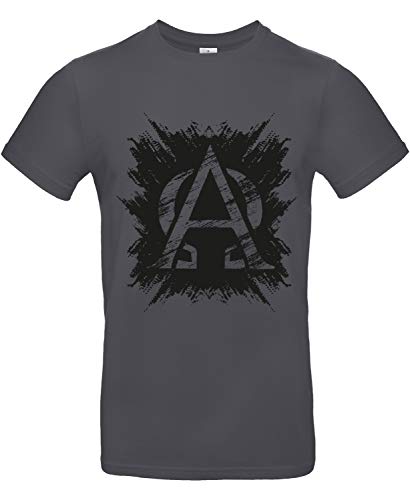 Smilo & Bron Herren T-Shirt mit Motiv Alpha und Omega auf Schwarz Bedruckt Grau Dark Grey XL von Generisch