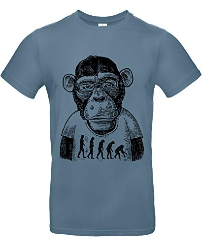 Smilo & Bron Herren T-Shirt mit Motiv Apekind (Affengeschlecht) Bedruckt Blau Stone Blue XXL von Generisch