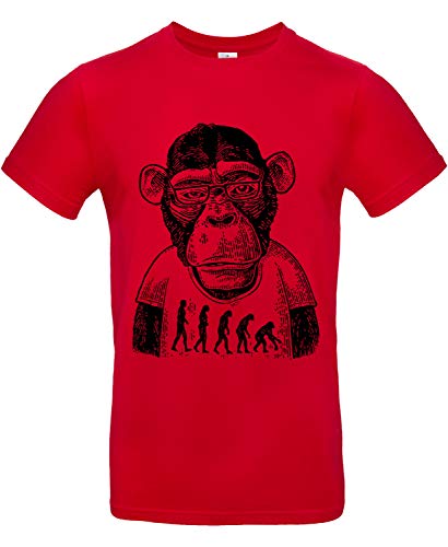 Smilo & Bron Herren T-Shirt mit Motiv Apekind (Affengeschlecht) Bedruckt Rot Red L von Generisch