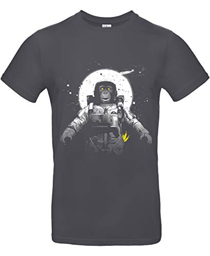 Smilo & Bron Herren T-Shirt mit Motiv Astronaut Monkey Bedruckt Grau Dark Grey M von Generisch