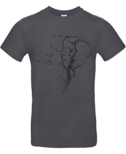 Smilo & Bron Herren T-Shirt mit Motiv Baum in Form eines Elefanten-Kopfes Bedruckt Grau Dark Grey 3XL von Generisch