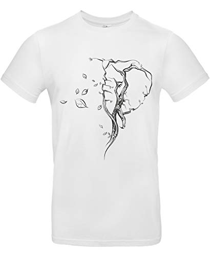 Smilo & Bron Herren T-Shirt mit Motiv Baum in Form eines Elefanten-Kopfes Bedruckt Weiß White 4XL von Generisch