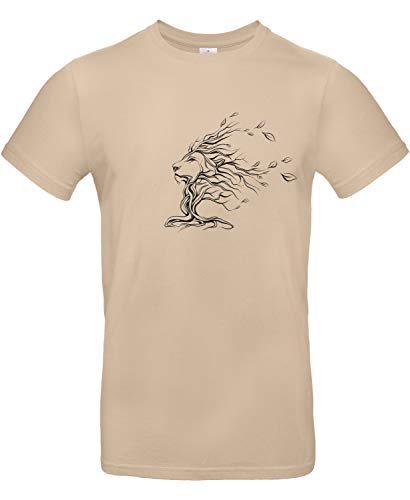 Smilo & Bron Herren T-Shirt mit Motiv Baum in Form eines Löwen Bedruckt Braun Sand S von Generisch