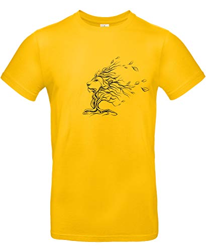 Smilo & Bron Herren T-Shirt mit Motiv Baum in Form eines Löwen Bedruckt Gold XXL von Generisch