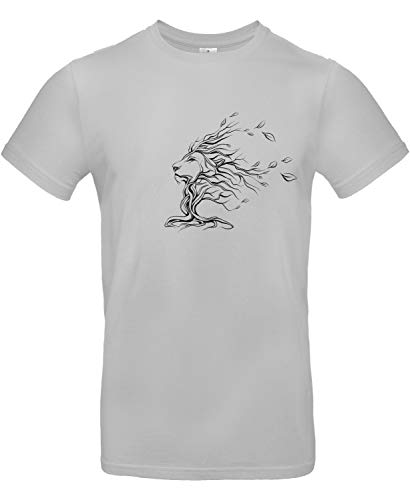 Smilo & Bron Herren T-Shirt mit Motiv Baum in Form eines Löwen Bedruckt Grau Pacific Grey M von Generisch