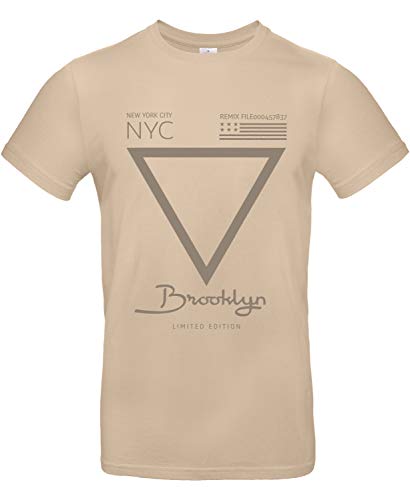 Smilo & Bron Herren T-Shirt mit Motiv Brooklyn Triangle 2 Bedruckt Braun Sand S von Generisch