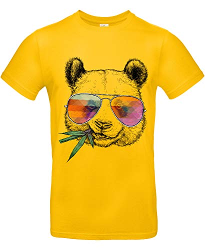 Smilo & Bron Herren T-Shirt mit Motiv Cool Panda Bedruckt Gold XXL von Generisch