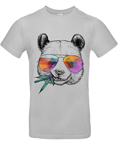 Smilo & Bron Herren T-Shirt mit Motiv Cool Panda Bedruckt Grau Pacific Grey 3XL von Generisch