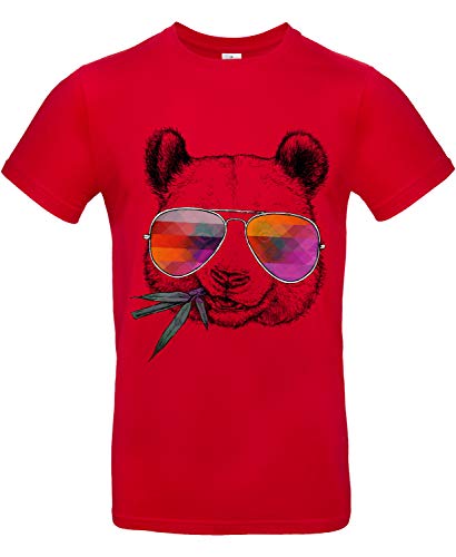 Smilo & Bron Herren T-Shirt mit Motiv Cool Panda Bedruckt Rot Red 3XL von Generisch