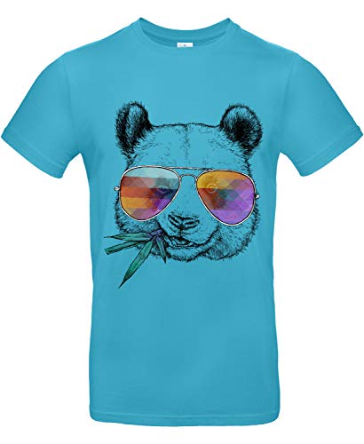 Smilo & Bron Herren T-Shirt mit Motiv Cool Panda Bedruckt Türkis Swimming Pool 3XL von Generisch