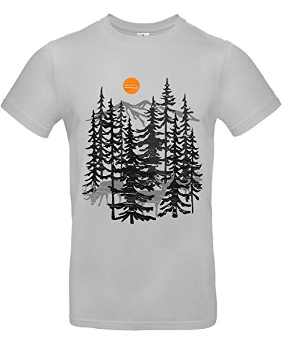 Smilo & Bron Herren T-Shirt mit Motiv Deers Bedruckt Grau Pacific Grey L von Generisch
