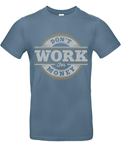 Smilo & Bron Herren T-Shirt mit Motiv Don't Work for Money Bedruckt Blau Stone Blue XXL von Generisch