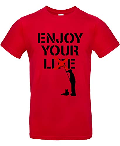 Smilo & Bron Herren T-Shirt mit Motiv Enjoy Your Life Bedruckt Rot Red XXL von Generisch