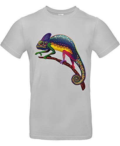 Smilo & Bron Herren T-Shirt mit Motiv Fantasy Chameleon Bedruckt Grau Pacific Grey M von Generisch