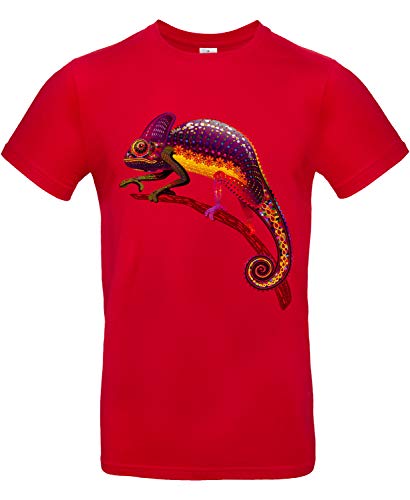 Smilo & Bron Herren T-Shirt mit Motiv Fantasy Chameleon Bedruckt Rot Red 5XL von Generisch