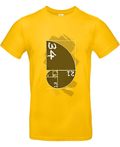 Smilo & Bron Herren T-Shirt mit Motiv Fibonacci Bedruckt Gold XXL von Generisch