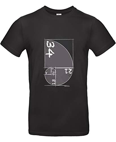 Smilo & Bron Herren T-Shirt mit Motiv Fibonacci Bedruckt Schwarz Black L von Generisch