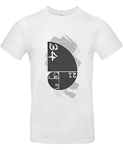 Smilo & Bron Herren T-Shirt mit Motiv Fibonacci Bedruckt Weiß White L von Generisch