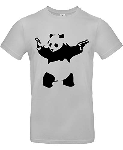Smilo & Bron Herren T-Shirt mit Motiv Gangster Panda Bedruckt Grau Pacific Grey M von Generisch