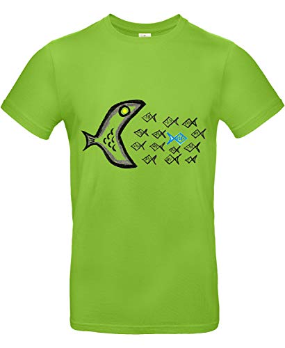 Smilo & Bron Herren T-Shirt mit Motiv Gegen den Strom Bedruckt Grün Orchid Green M von Generisch