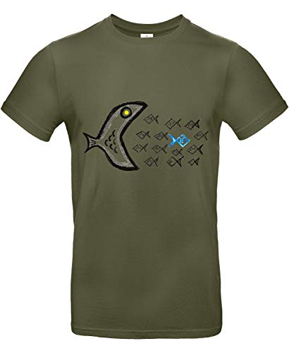 Smilo & Bron Herren T-Shirt mit Motiv Gegen den Strom Bedruckt Grün Urban Khaki XL Smilo & Bron Herren T-Shirt mit Motiv Gegen den Strom Bedruckt Grün Urban Khaki XL von Generisch