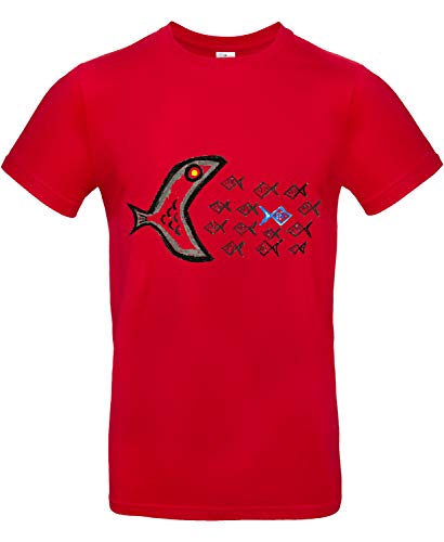 Smilo & Bron Herren T-Shirt mit Motiv Gegen den Strom Bedruckt Rot Red 4XL von Generisch