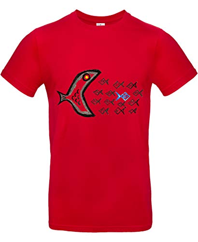 Smilo & Bron Herren T-Shirt mit Motiv Gegen den Strom Bedruckt Rot Red 5XL von Generisch