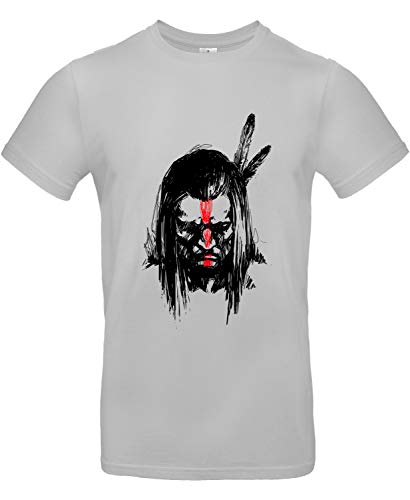 Smilo & Bron Herren T-Shirt mit Motiv Geronimo Indianer-Krieger Bedruckt Grau Pacific Grey L von Generisch