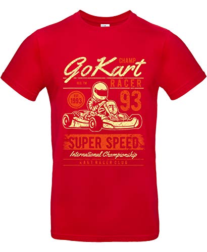 Smilo & Bron Herren T-Shirt mit Motiv Go Kart Racer Bedruckt Rot Red 5XL von Generisch