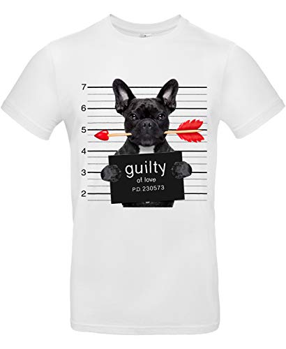 Smilo & Bron Herren T-Shirt mit Motiv Guilty of Love Bedruckt Weiß White M von Generisch