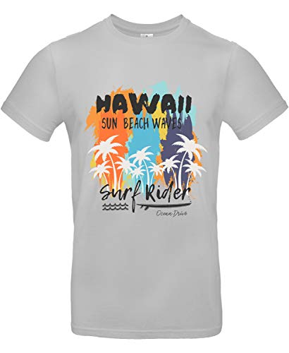 Smilo & Bron Herren T-Shirt mit Motiv Hawai Surf Rider Bedruckt Grau Pacific Grey L von Generisch