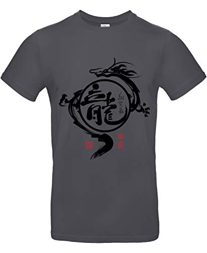Smilo & Bron Herren T-Shirt mit Motiv Jahr des Drachen Bedruckt Grau Dark Grey M von Generisch