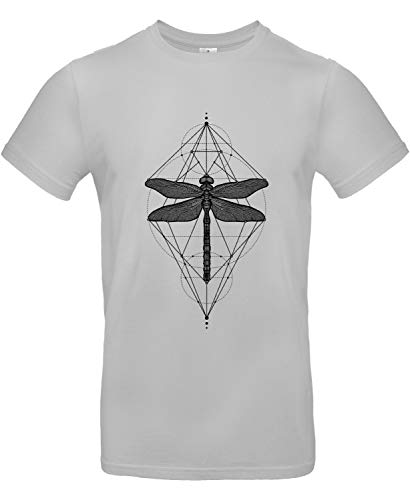 Smilo & Bron Herren T-Shirt mit Motiv Libelle Bedruckt Grau Pacific Grey L von Generisch