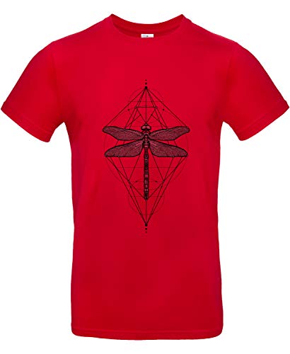 Smilo & Bron Herren T-Shirt mit Motiv Libelle Bedruckt Rot Red XXL von Generisch