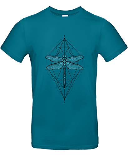 Smilo & Bron Herren T-Shirt mit Motiv Libelle Bedruckt Türkis Diva Blue L von Generisch