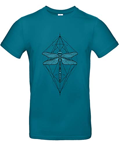 Smilo & Bron Herren T-Shirt mit Motiv Libelle Bedruckt Türkis Diva Blue M von Generisch