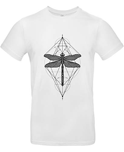 Smilo & Bron Herren T-Shirt mit Motiv Libelle Bedruckt Weiß White M von Generisch