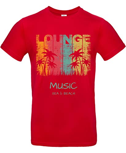 Smilo & Bron Herren T-Shirt mit Motiv Lounge Music Bedruckt Rot Red L von Generisch