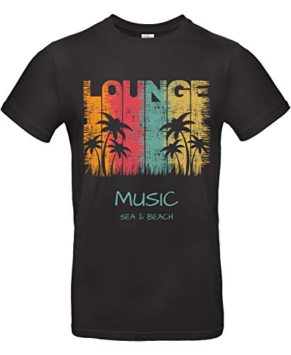 Smilo & Bron Herren T-Shirt mit Motiv Lounge Music Bedruckt Schwarz Black L von Generisch