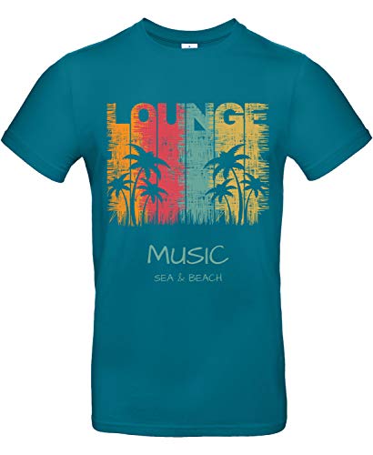 Smilo & Bron Herren T-Shirt mit Motiv Lounge Music Bedruckt Türkis Diva Blue 3XL von Generisch