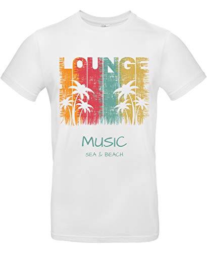 Smilo & Bron Herren T-Shirt mit Motiv Lounge Music Bedruckt Weiß White L von Generisch