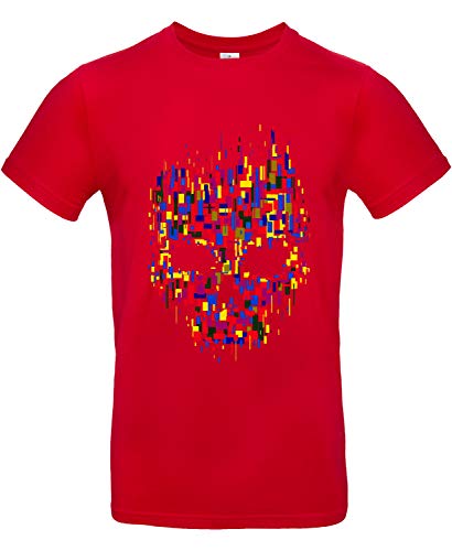 Smilo & Bron Herren T-Shirt mit Motiv Mosaik Bedruckt Rot Red M von Generisch