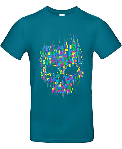 Smilo & Bron Herren T-Shirt mit Motiv Mosaik Bedruckt Türkis Diva Blue L von Generisch