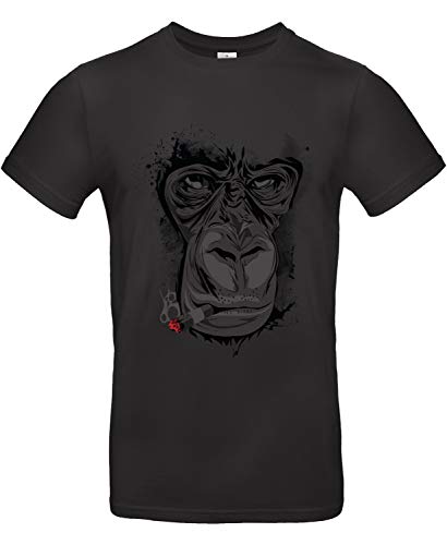 Smilo & Bron Herren T-Shirt mit Motiv Munky Giga Bedruckt Schwarz Black XXL von Generisch